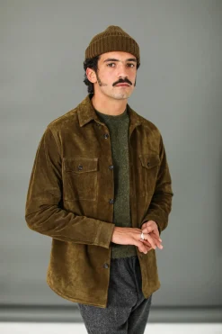 Drapeau Noir Surchemise Cuir Suédé Olive Store