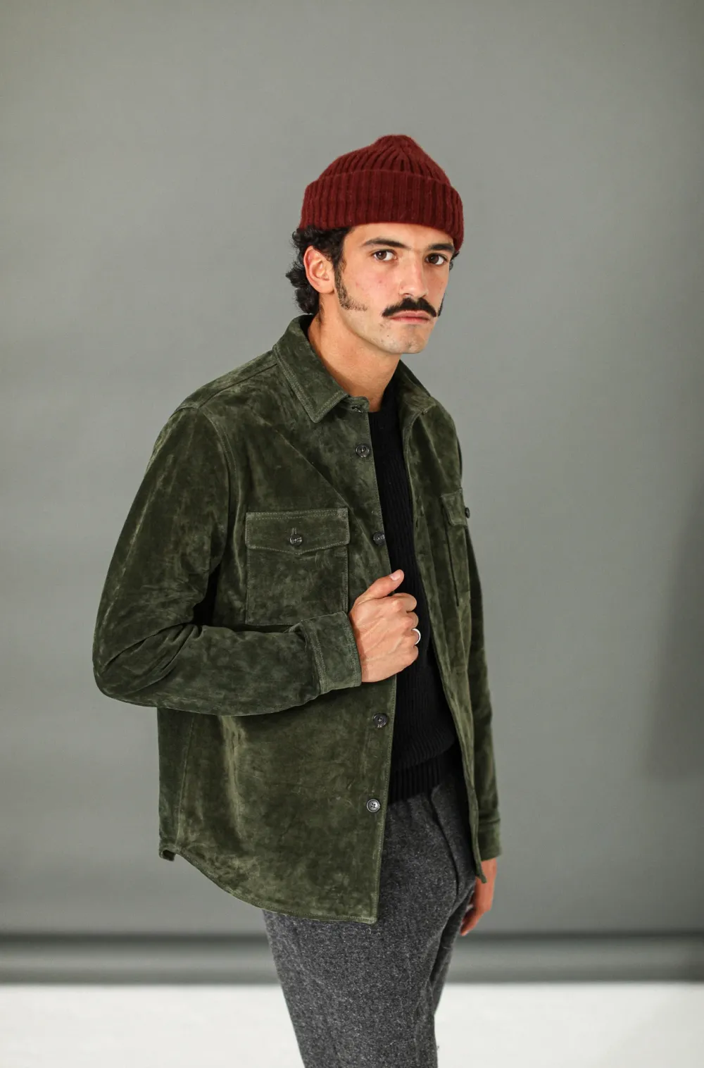 Drapeau Noir Surchemise Cuir Suédé Forêt Vert Best