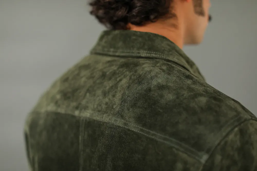 Drapeau Noir Surchemise Cuir Suédé Forêt Vert Best