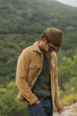 Drapeau Noir Surchemise Laine & Cachemire Camel Discount
