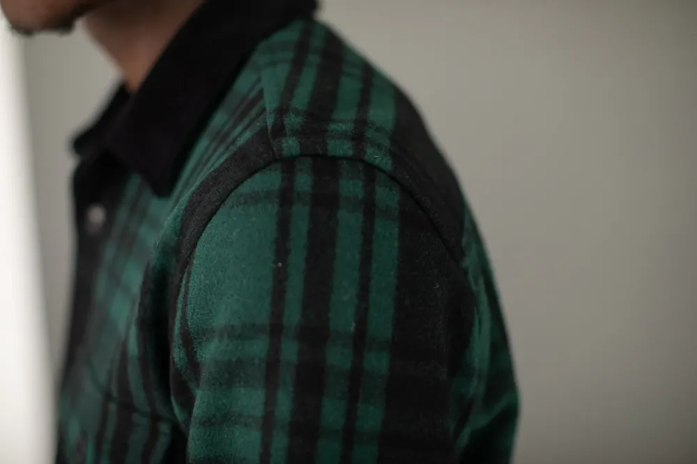Drapeau Noir Surchemise Laine Tartan Vert & Noir Cheap