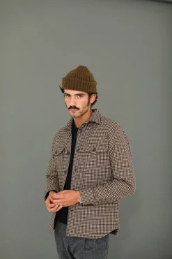 Drapeau Noir Surchemise Lambswool Pied de Poule Brown Flash Sale
