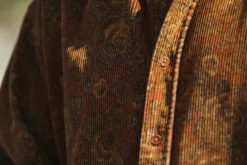 Drapeau Noir Surchemise Velours Japan Floral Paisley - New Modern Fit Rust Fashion