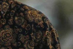 Drapeau Noir Surchemise Velours Japan Floral Paisley Noir - New Modern Fit Black Fashion