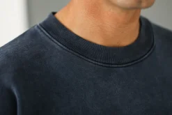 Drapeau Noir Sweatshirt Confort Acid Wash Indigo Marine Flash Sale