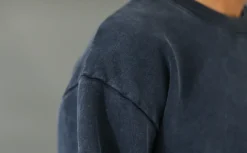 Drapeau Noir Sweatshirt Confort Acid Wash Indigo Marine Flash Sale