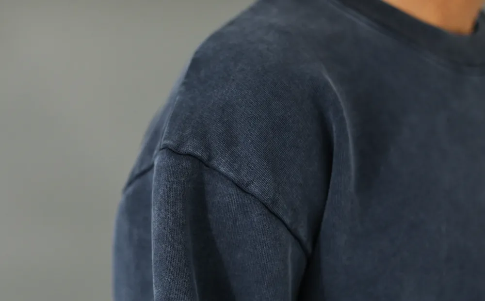 Drapeau Noir Sweatshirt Confort Acid Wash Indigo Marine Flash Sale