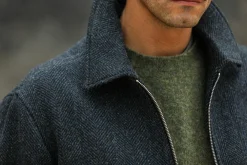 Drapeau Noir Veste Aviator Laine Chevrons Blue Marine New