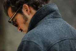 Drapeau Noir Veste Aviator Laine Chevrons Blue Marine New