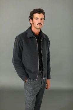 Drapeau Noir Veste Laine & Cachemire e Gris Outlet