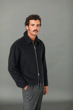 Drapeau Noir Veste Laine & Cachemire Navy Marine Cheap