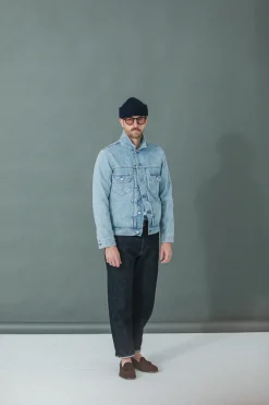 Drapeau Noir Veste "Type II" Denim Japonais Bleached Light Blue Discount