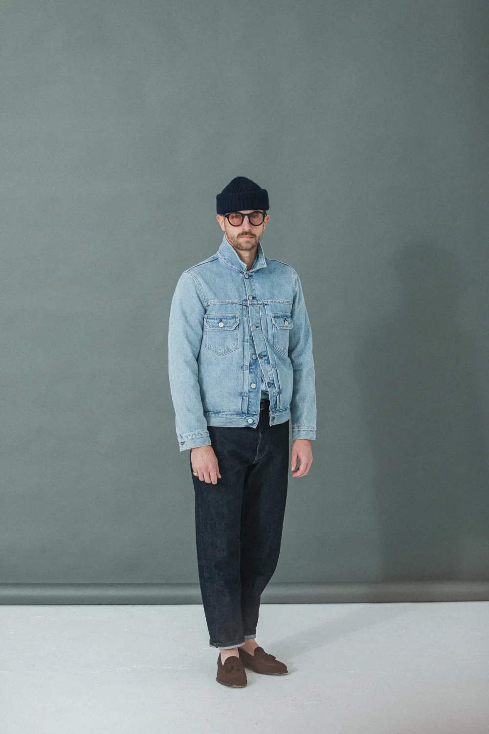 Drapeau Noir Veste "Type II" Denim Japonais Bleached Light Blue Discount