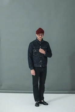 Drapeau Noir Veste "Type II" Denim Japonais Brut Indigo Sale