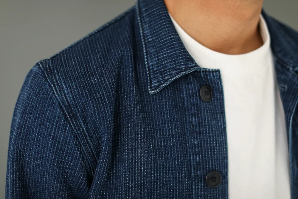 Drapeau Noir Veste Worker - Japanese Kimono Bleu Store