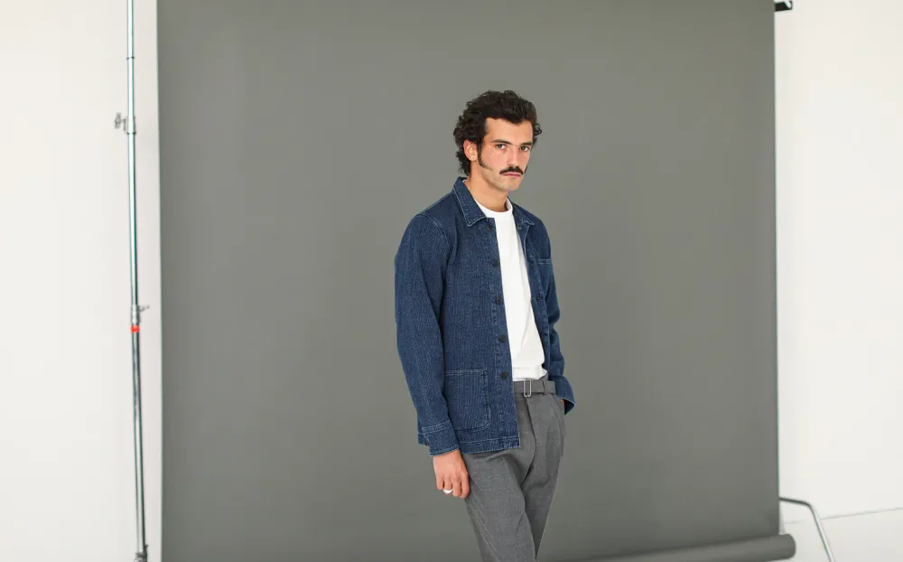 Drapeau Noir Veste Worker - Japanese Kimono Bleu Store
