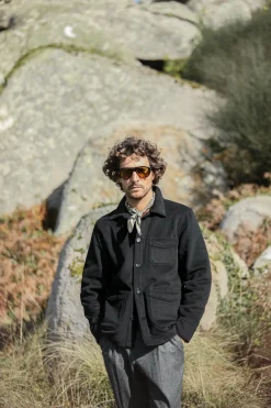 Drapeau Noir Veste Worker Laine & Cachemire e Noir Shop
